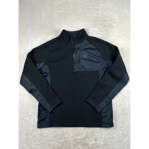 Spyder Pullover Men’s Large Black Bandit Half 1/2 Zip Jacket Sweatshirt 1619902 - Picture 1 of 10